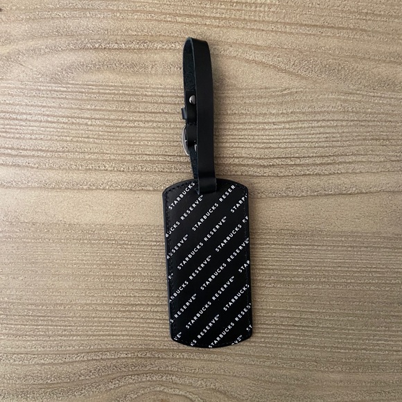 New Starbucks Reserve New Black leather Logo Luggage Tag - Picture 2 of 4